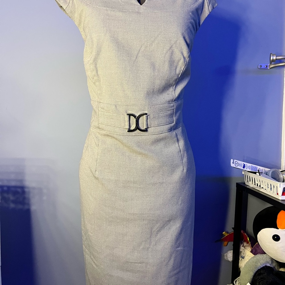 Cleo White Sheath Midi Dress V-neck Sleeveless Work